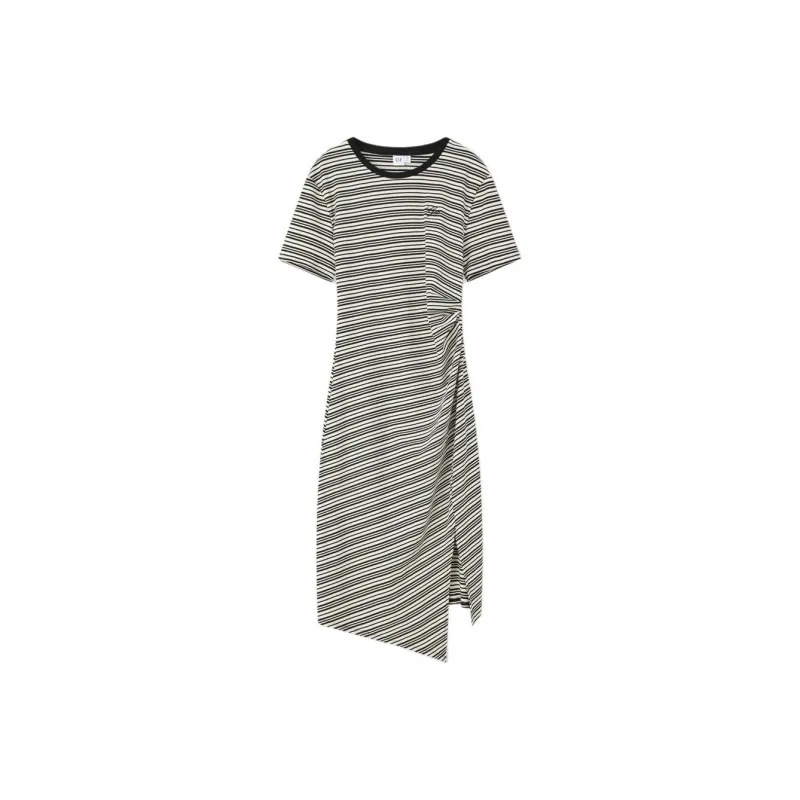 GAP Short Sleeved Dress Women's Black White Stripes-0