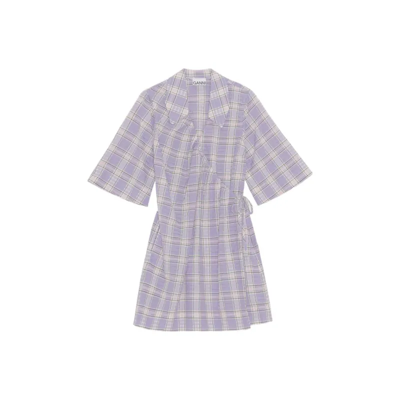 GANNI Short Sleeved Dress Women's Purple-0