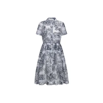 DIOR SS22 Short Sleeved Dress Women's Marine Blue