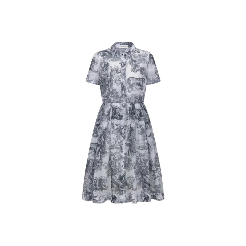 DIOR SS22 Short Sleeved Dress Women's Marine Blue-0