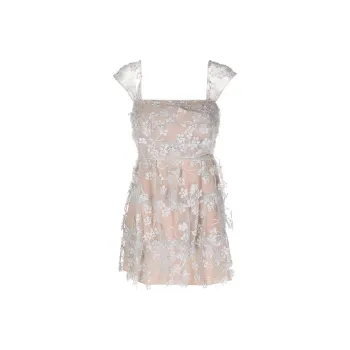 Self portrait Floral embroidered Tiered Mini Dress