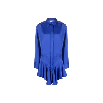 The Attico Ruffled Hem Satin Mini Dress