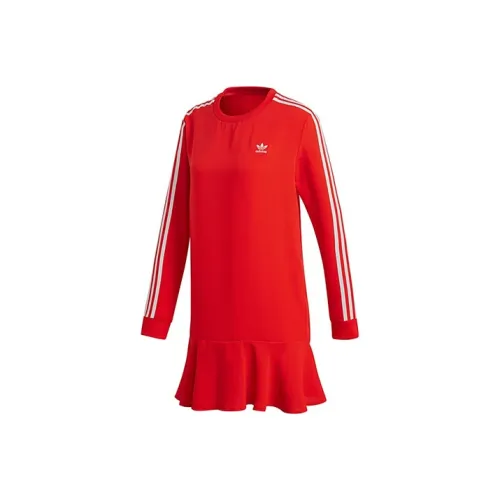 Adidas Originals Long Sleeved Dresses Women's Red