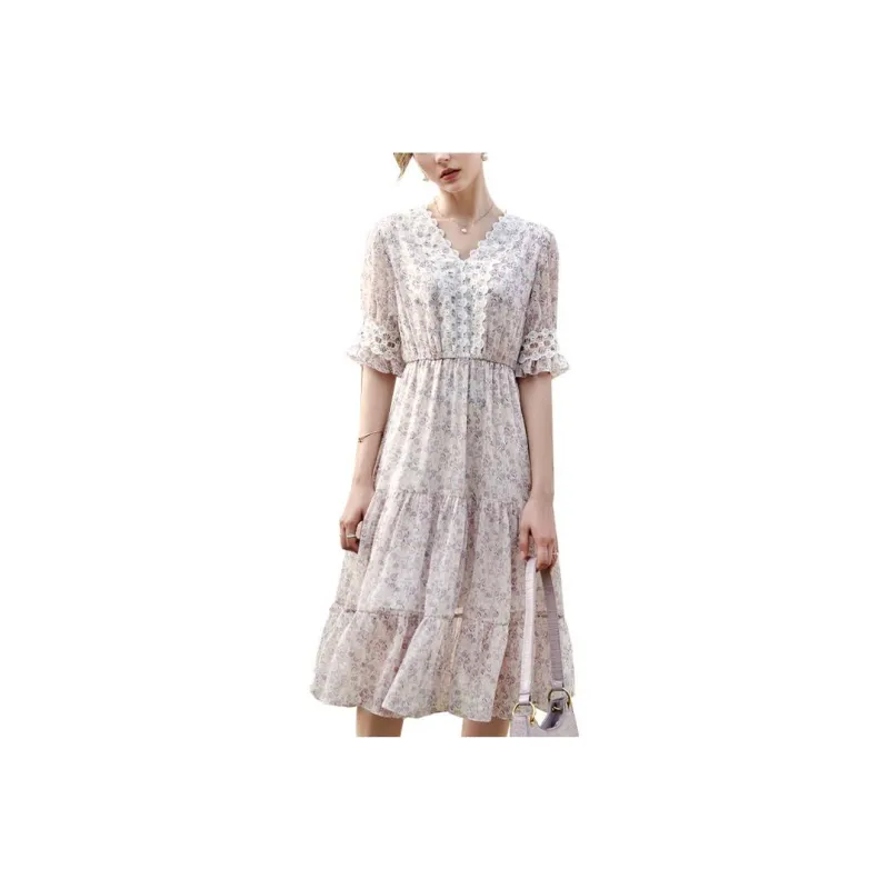 Olrain Short Sleeved Dresses Women's Purple-0