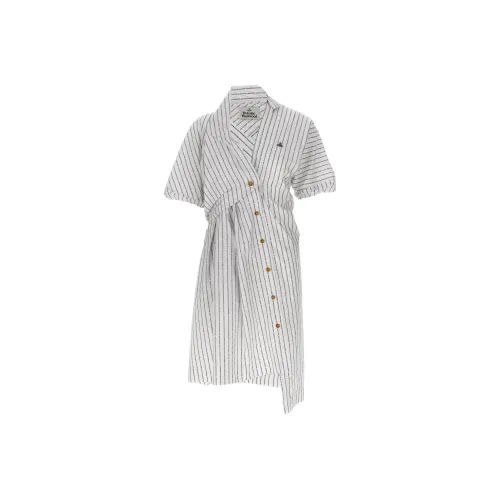 Vivienne Westwood Natalia Orb Embroidered Striped Dress