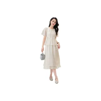 Shavani Short Sleeved Dress Women's Cream