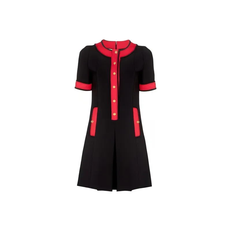 GUCCI Short Sleeved Dresses Women's Black Red-0
