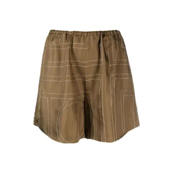 TOTEME Monogram embroidered Silk Shorts