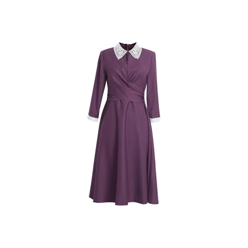 ROEYSHOUSE Long Sleeved Dress Women's Grape Purple-0