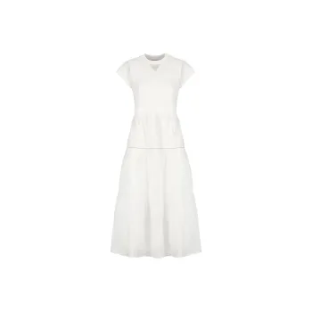 PESERICO Ruffled Cotton T-shirt Dress