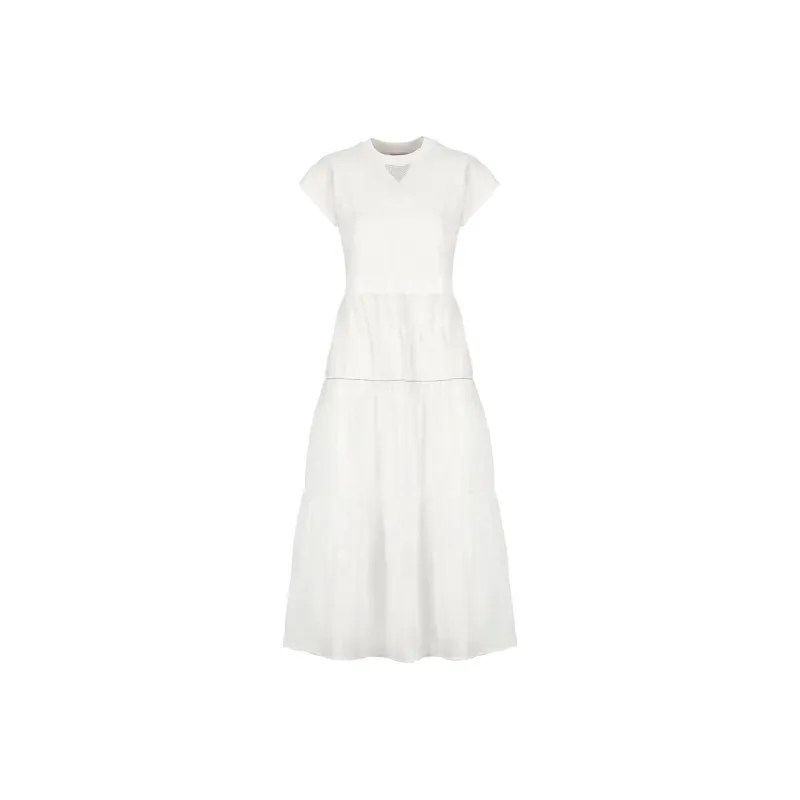 PESERICO Ruffled Cotton T-shirt Dress-0