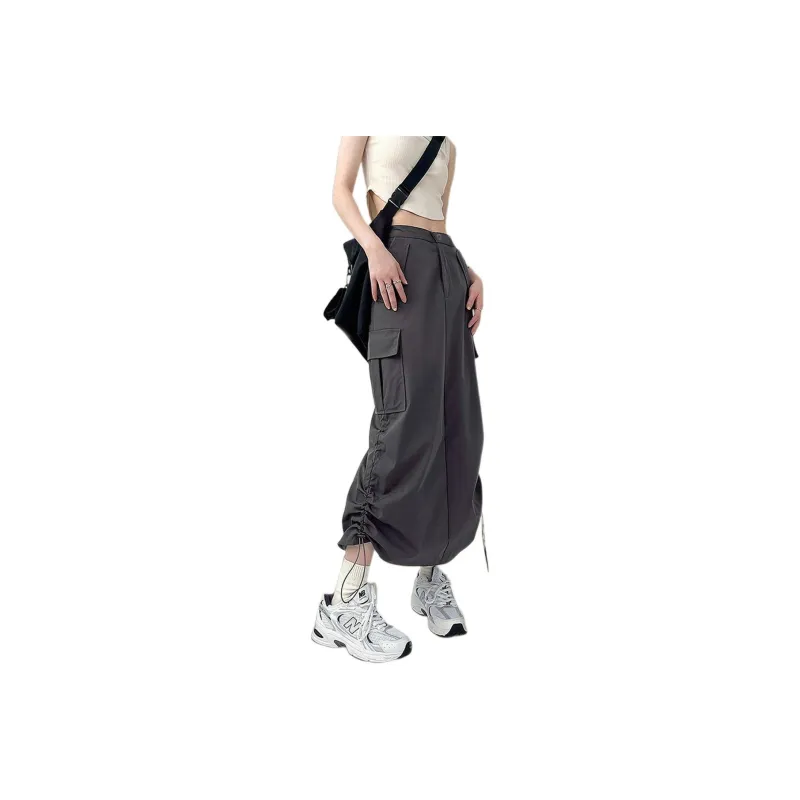 Weixi Denim Long Skirt Women's Gray-0