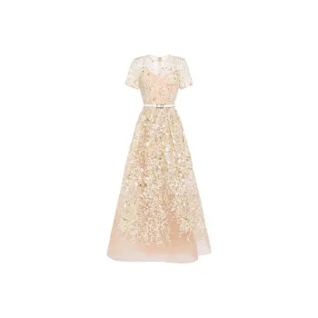 ELIE SAAB SS24 Short-Sleeved Dresses Women's Beige