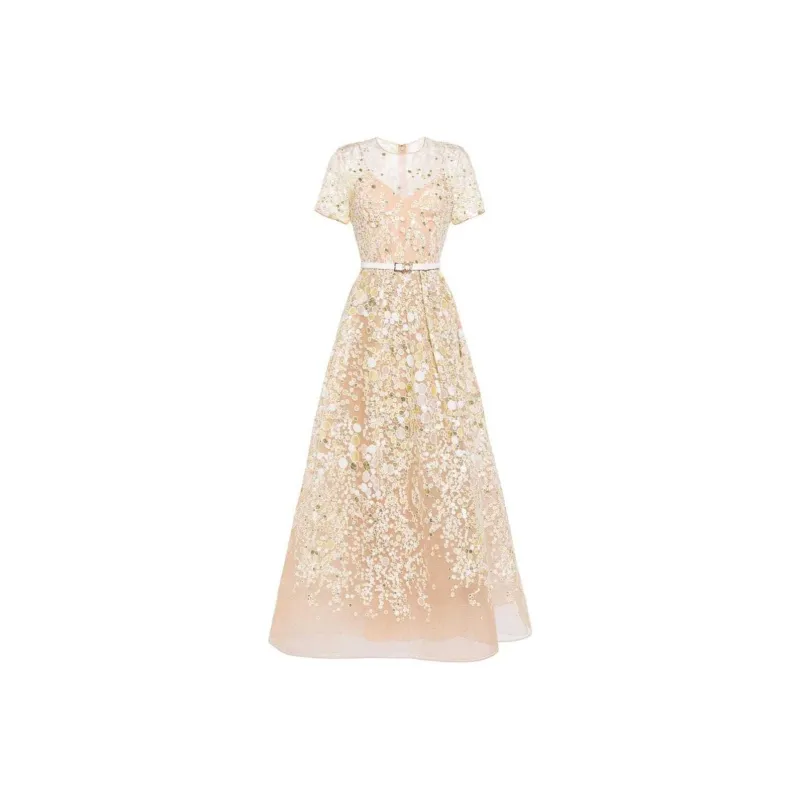 ELIE SAAB SS24 Short-Sleeved Dresses Women's Beige-0