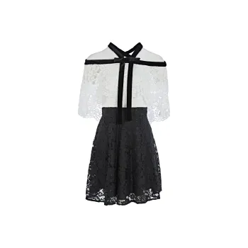Marie Elie Short-Sleeved Dresses Women's Black/White