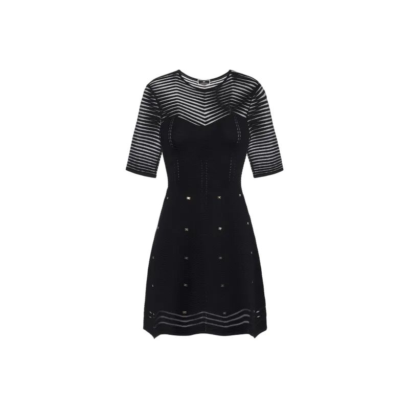 Elisabetta Franchi Herringbone Pattern Embellished Mini Dress-0