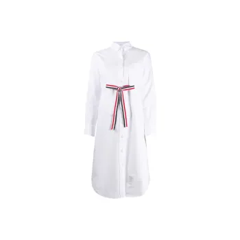 THOM BROWNE Grosgrain Belt Oxford Shirt Dress