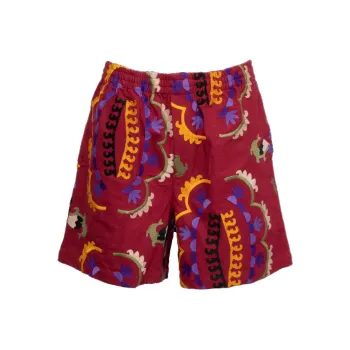 BODE Suzani Embroidery Short 'Maroon Multicolor'