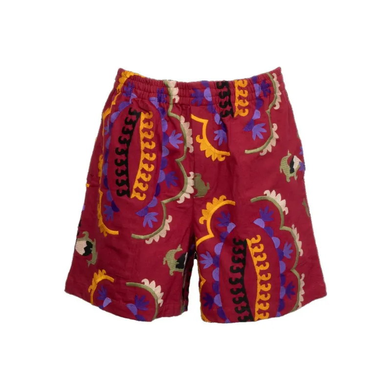 BODE Suzani Embroidery Short 'Maroon Multicolor'-0