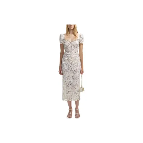 Self portrait Short Sleeved Dress Women's Ivory White