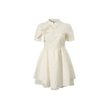 CPAURA Short-Sleeved Dresses Women's Ecru