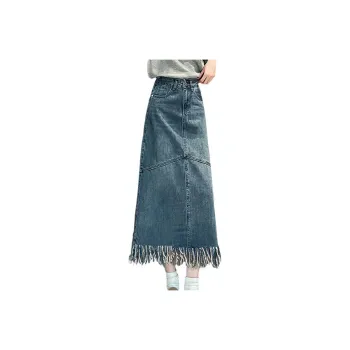 Jean West Denim Long Skirts Women's Vintage Blue