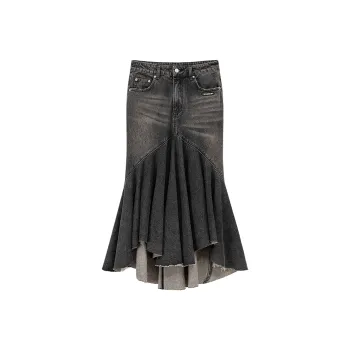 NO ONE ELSE Denim Long Skirts Women's Black Gray