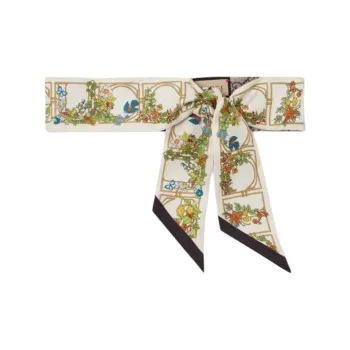 GUCCI Silk Twill Silk Scarves Women's Ecru