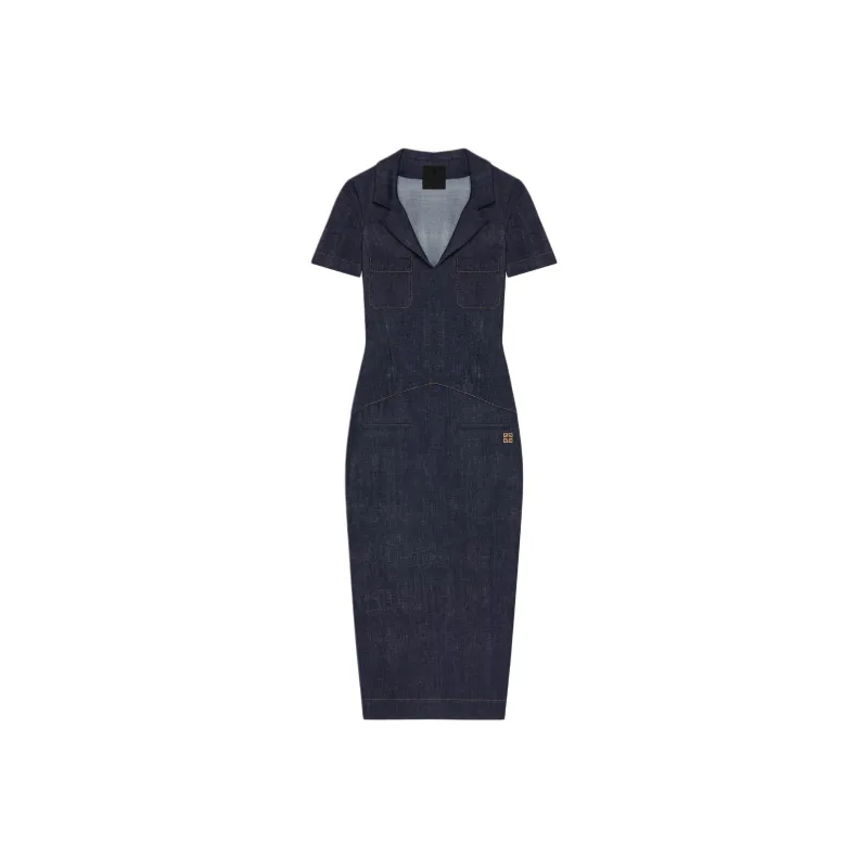 Givenchy Denim Pockets Midi Dress 'Medium Blue'-0