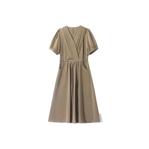 Mapping Short-Sleeved Dresses Women's Champagne