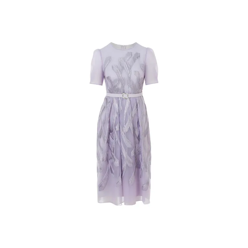 LANCY Short Sleeved Dress Women's Lilac Purple-0