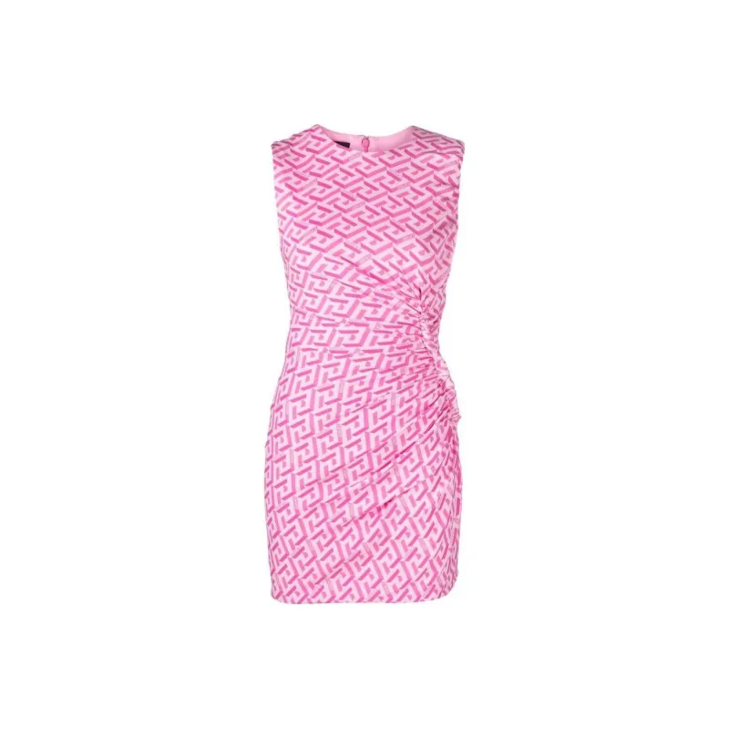 VERSACE La Greca Pattern Sleeveless Mini Dress-0