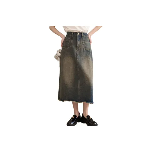 MISHOW Denim Long Skirt Women's Vintage Blue