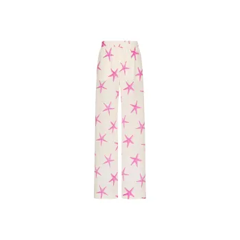 Valentino Crepe De Chine Starfish Pants 'Kez Avorio/Pink PP'
