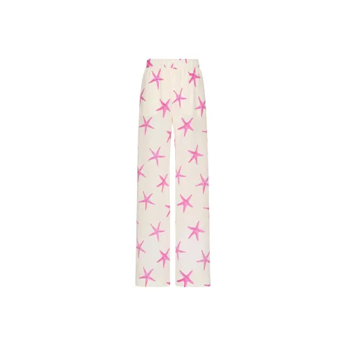 Valentino Crepe De Chine Starfish Pants 'Kez Avorio/Pink PP'