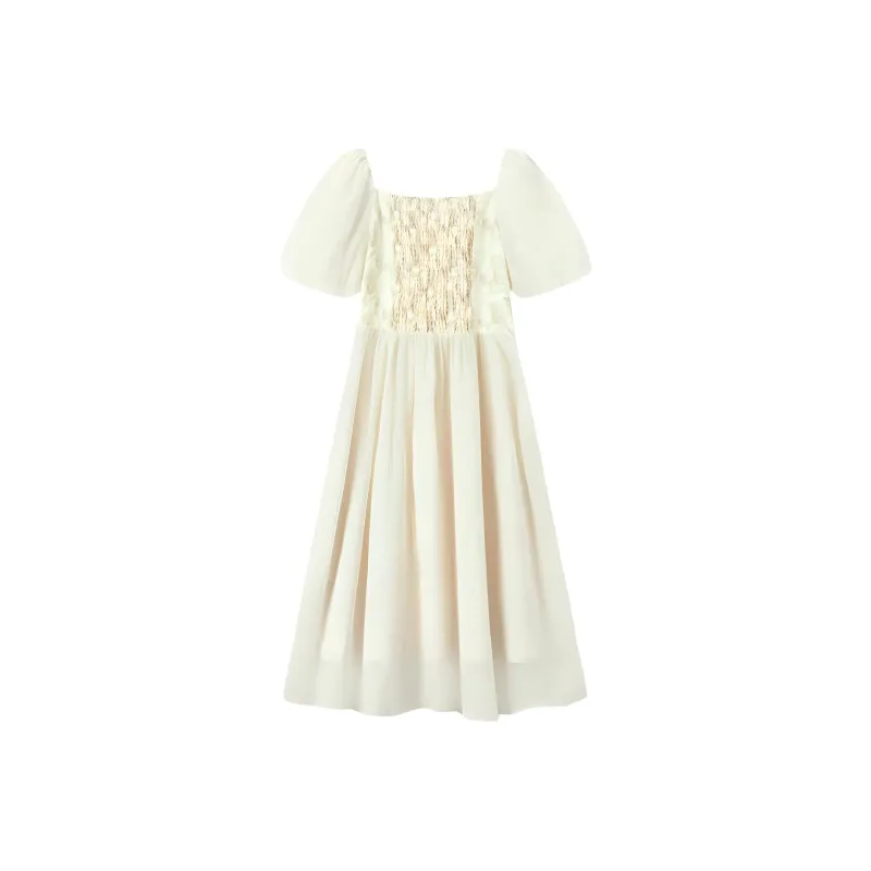 EICHITOO Short Sleeved Dress Women's Light Yellow Pattern-0