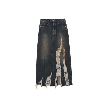 MLMR Denim Long Skirts Women's Dark Denim Blue