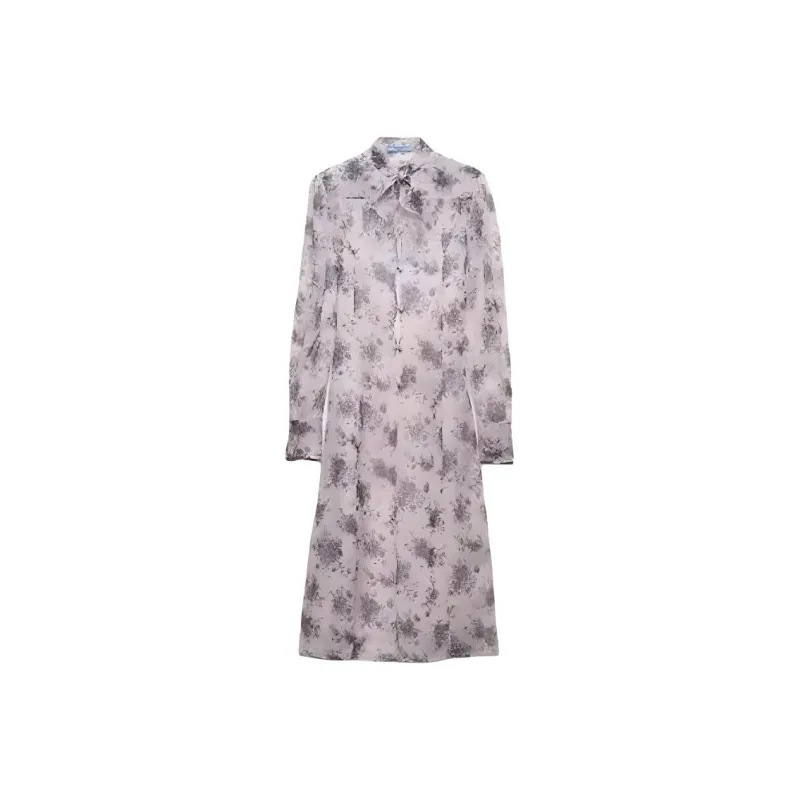 PRADA Floral print Chiffon Midi Dress-0