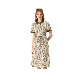 FENHONGMALI Short Sleeved Dresses Women's Green