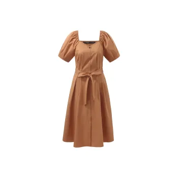 GOELIA Short Sleeved Dress Women's 66Y Orange Camel