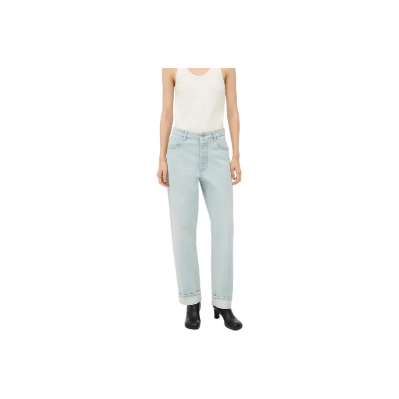 Bottega Veneta Cuffed Straight Leg Jeans 'Light Blue'-0