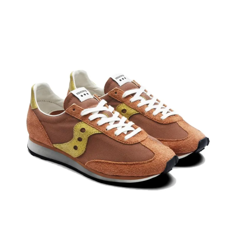 Saucony GRIPPER Slip Resistant And Breathable Low Top Casual Running Shoes Unisex Brown Yellow-2