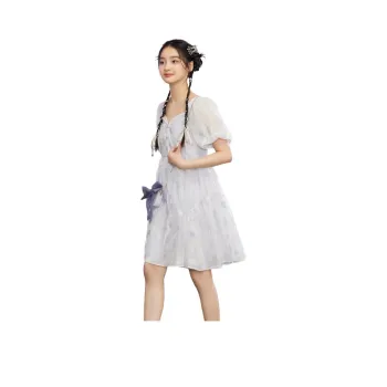 ZIHAN Short Sleeved Dress Women's Fresh Purple