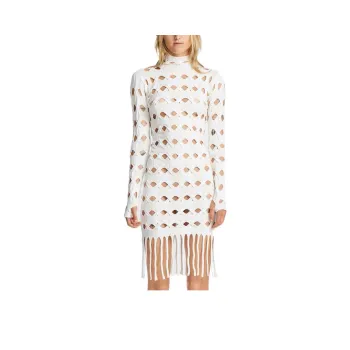 DION LEE Two Toned Cut Out Fringed Mini Dress