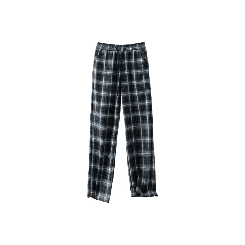 SUMU Casual Pants Women's Black Plaid-0