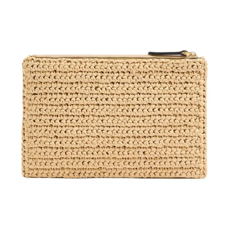 Valentino GARAVANI Synthetic Raffia Straw Bag Clutch Women's Natural-3