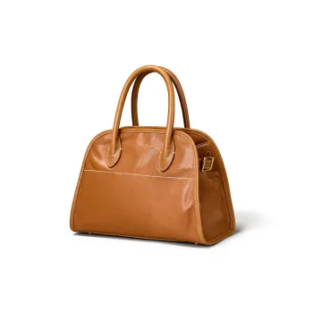 KAISER Top Grain Vegetable Tanned Cow Leather One Shoulder Handbag Women's Sunset Yellow/Cognac/Black