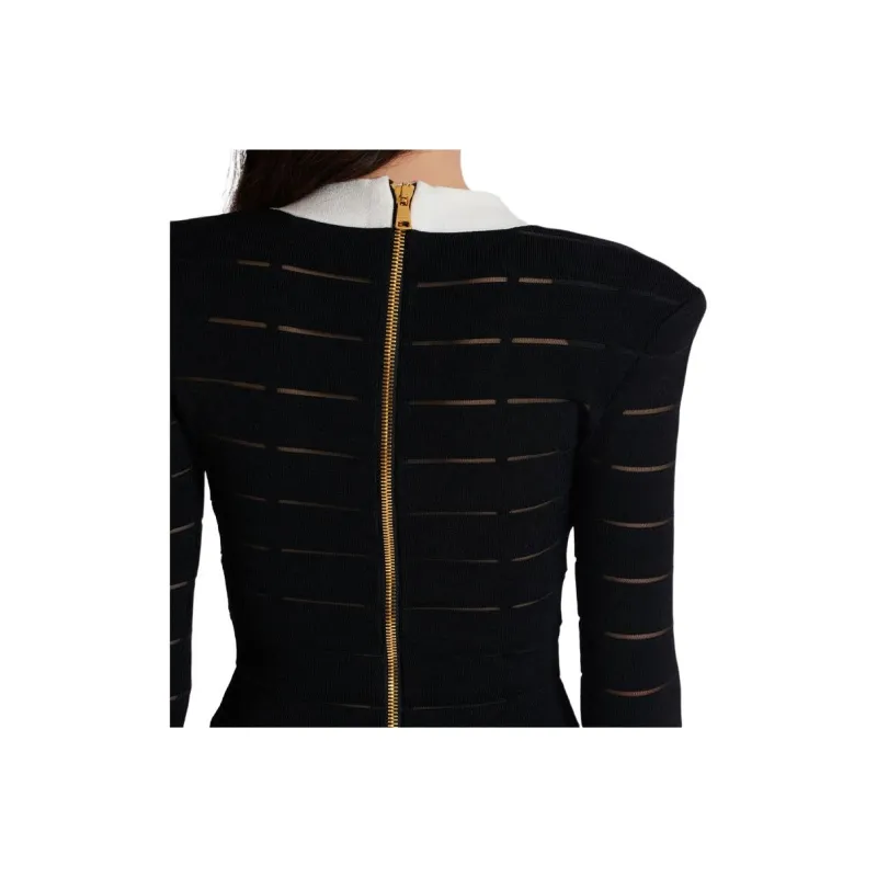 BALMAIN Button Embellished Knitted Mini Dress-7