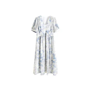 OZVO Short Sleeved Dresses Women's Blue Floral