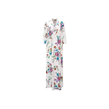 DVF Diane Von Furstenberg SS24 Long-Sleeved Dresses Women's Pearl White